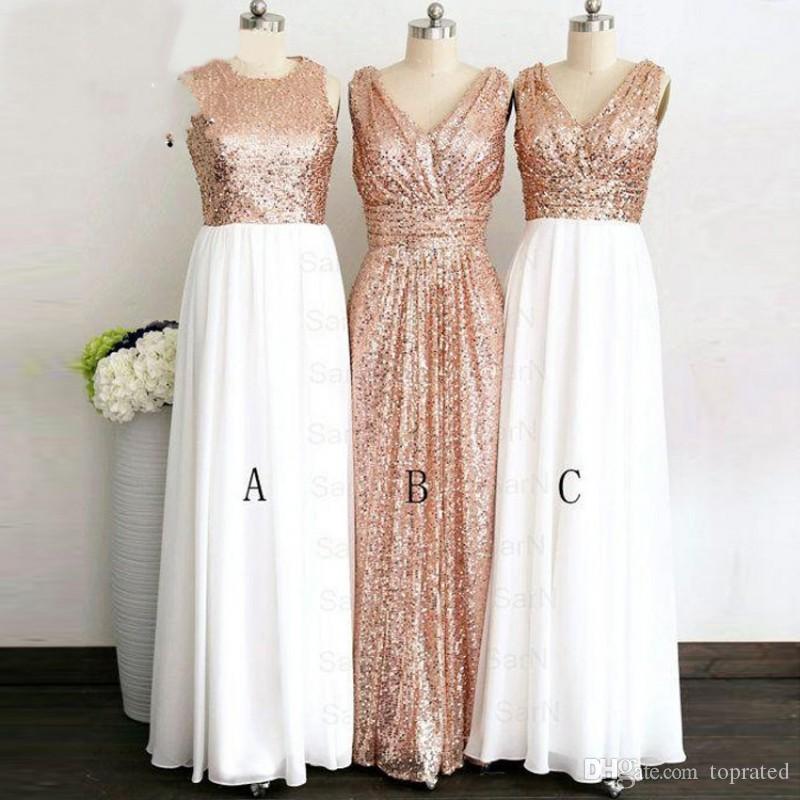 white and rose gold wedding dress