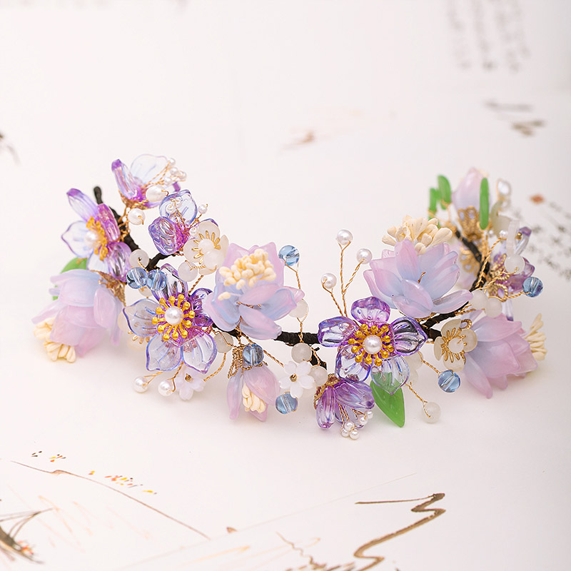 

Other Super Fairy Purple Transparent Flower Hairband Pearl Hair Band Headband For Women Classical Jewelry Accessories VL