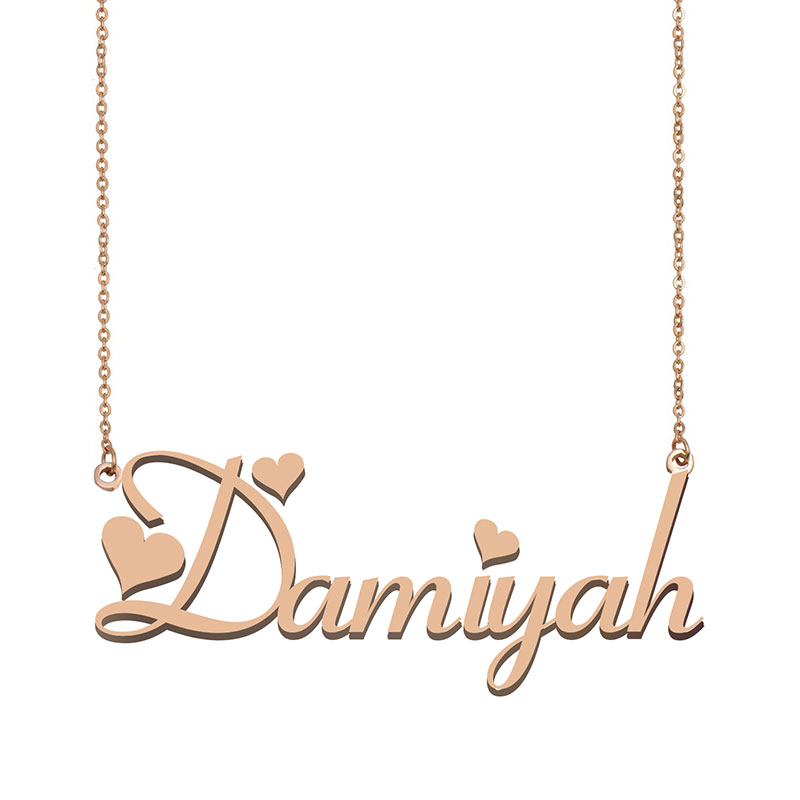 

Damiyah Name Necklace Pendant for Women Girls Birthday Gift Custom Nameplate Kids Best Friends Jewelry 18k Gold Plated Stainless Steel, Silver
