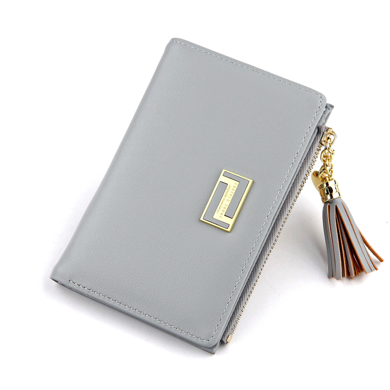 

Women's wallet New Korean fashion short quality PU wallet Fringe zipper multi-function card package free shipping, Blue