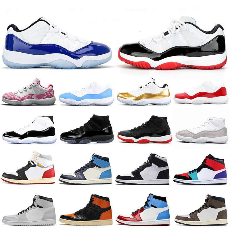 

New Jumpman 1 11 Basketball Shoes 11s Bred Cap and Gown Concord 1s UNC Panda Obsidian Union Women Mens Trainers Sports Sneakers, 11s cap and gown