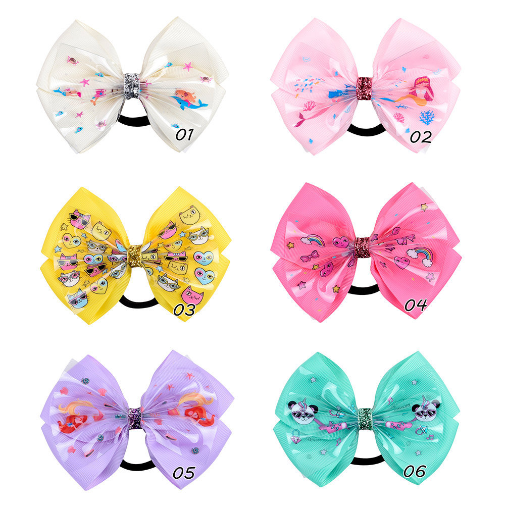 

Cute Hairband Baby Girls Whale Mermaid rainbow printed Bow Headband Knotted Head Wraps Bow-knot Hair Accessories, As pic