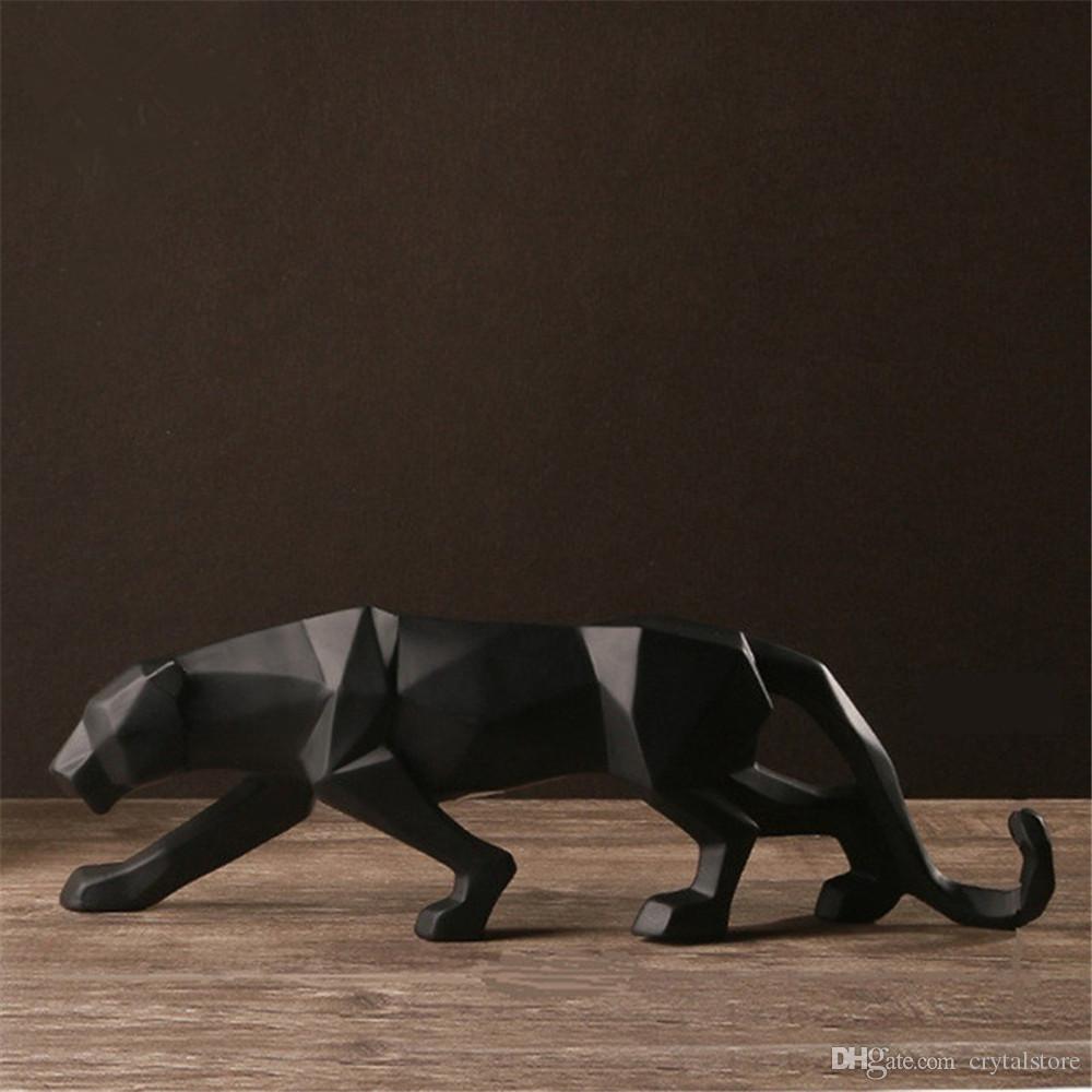

Resin Abstract Black Panther Sculpture Figurine Handicraft Home Desk Decor Geometric Resin Wildlife Leopard Statue Craft