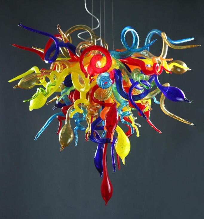 Multi Colored Murano Modern Chandelier Lamp Hand Blown Glass LED Hanging Pendant Lamps Art Decor Colorful Villa Lights-image-411120122