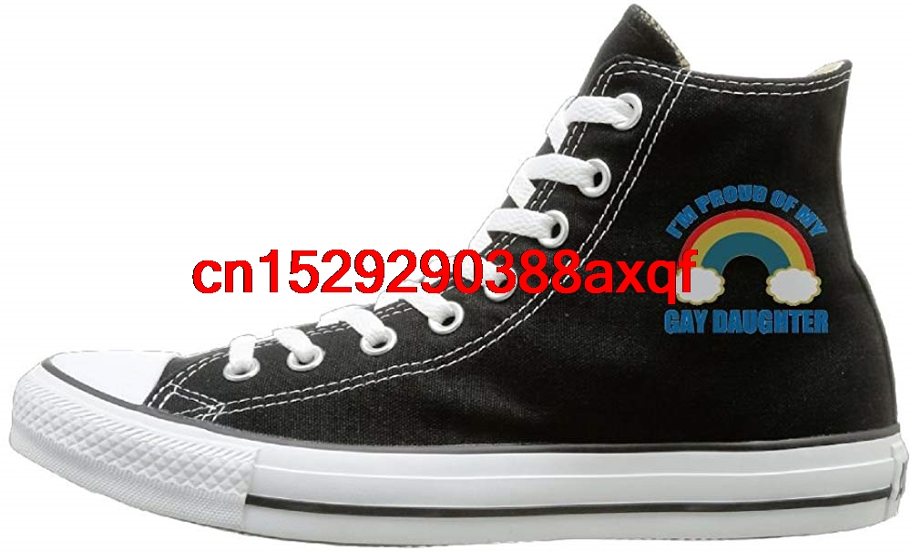 Chaussures décontractées unisexes Garçons et filles Chaussures de sport Fiers de la fille gay Chaussures en toile High Top Sport Baskets noires S