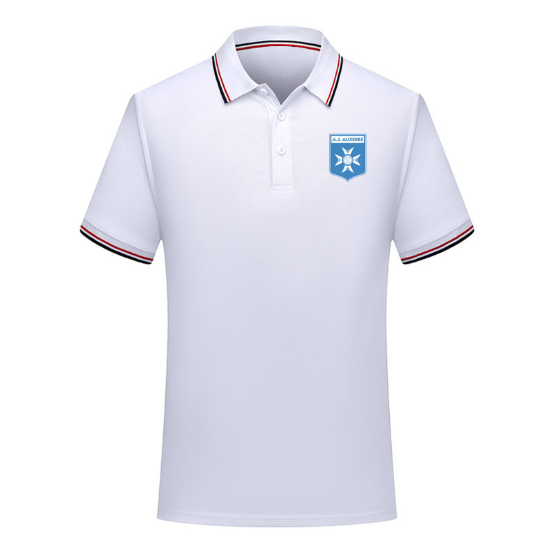 

men AJ Auxerre Soccer Polo Shirt Football Short Sleeve polo shirt summer Fashion shirt training Polo Shirts Sports soccer jersey Men's Polos