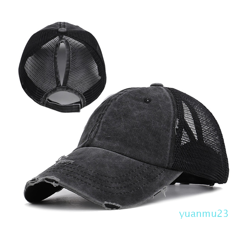 

Wholesale-Baseball Cap Adjustable Mesh Cotton Ponytail Hat Headwear Outdoor Sports Wear With Adjustable Back Closure For Messy High Buns, Red
