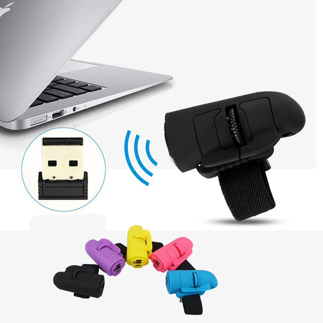 

Universal 2.4GHz USB Wireless Finger Rings Optical Mouse 1600Dpi For All Notebook Laptop Tablets Desktop PC Mini Thumb wireless Mice