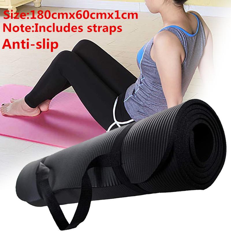 

180x60cm 10mm Thick Durable Yoga Mat with Position Line Non Slip Carpet Mat For Beginner Environmental Fitness Gymnastics Mats, Red