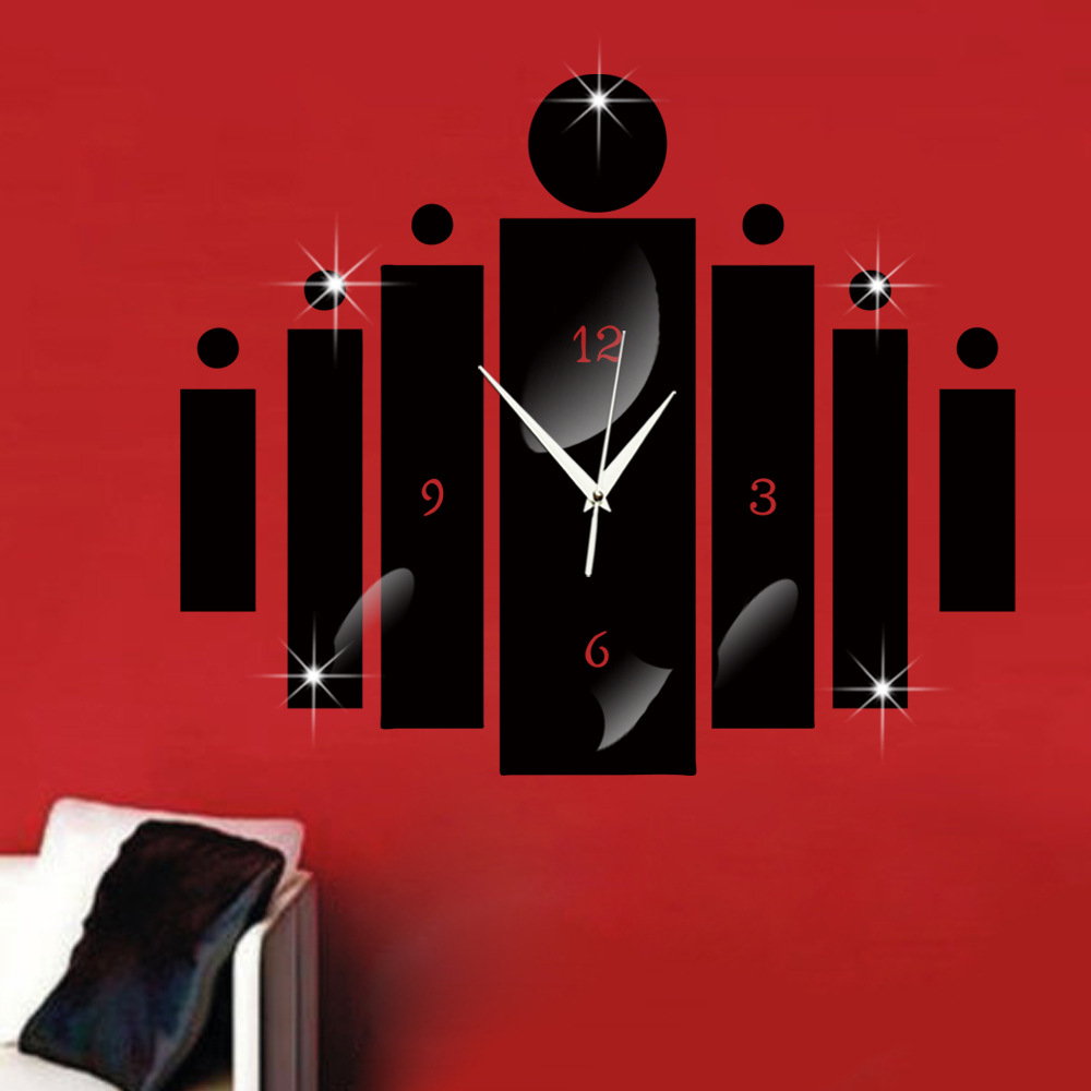 

Mirror Digital Wall Clock Wall Stickers Watch 3D Living Room Bedroom Study Home Design Decoration Silent Clocks Black Silver