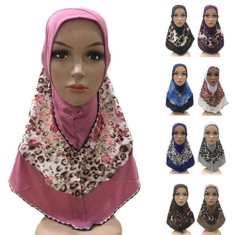 

Ramadan Muslim Women Amira Hijab Scarf Prayer Turban Headscarf Wrap Floral Printed Hat Head Cover Shawl Headwear Islam One Piece