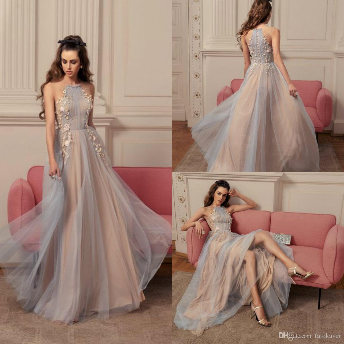 Custom Made Robes de soirée élégante de fête 2020 Papilio robes de cocktail Tulle Appliqued parole longueur Jewel Neck manches Fée robe de bal