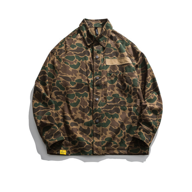 

EWQ / men's and women's wear 2020 Spring new Camouflage Jacket Tide all-match oversize long sleeve Loose Coat with pockets Y1352, Army green