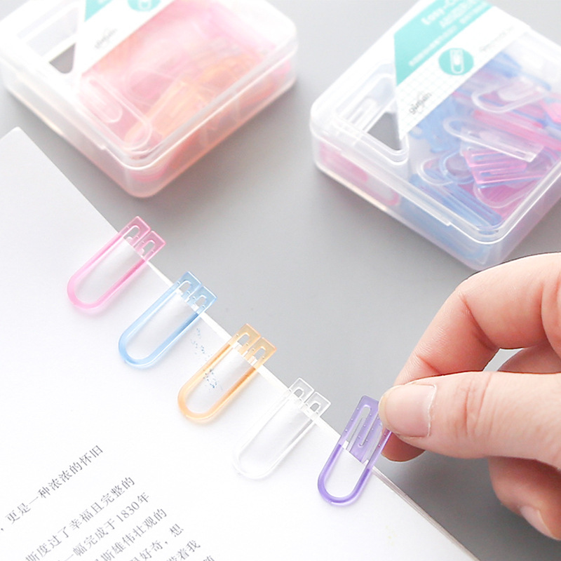 

60pcs/lot ABS Mini Paper Clips Kawaii Stationery Material Escolar Clear Binder Clips Photos Tickets Notes Letter Paper Clip
