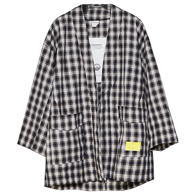

EWQ /2020 Fashion New Men's Clothes Three-dimensional Black White Plaid Three Quarter Sleeve spring Cardigan Thin Jacket 19H-a89, Blackandwhite