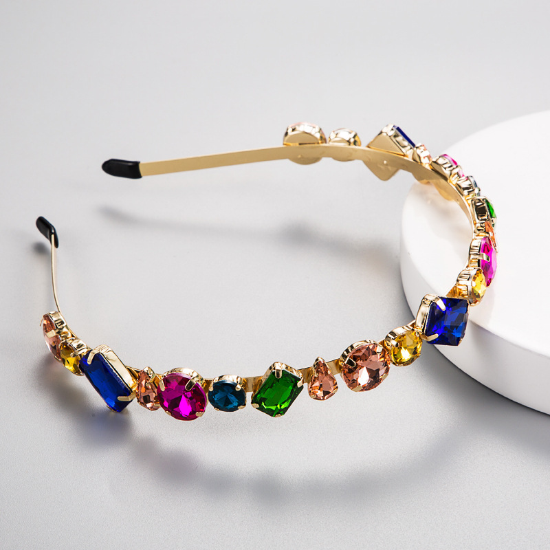 

Colorful Za hair band women's simple temperament all-match colored glass alloy hair band hair card