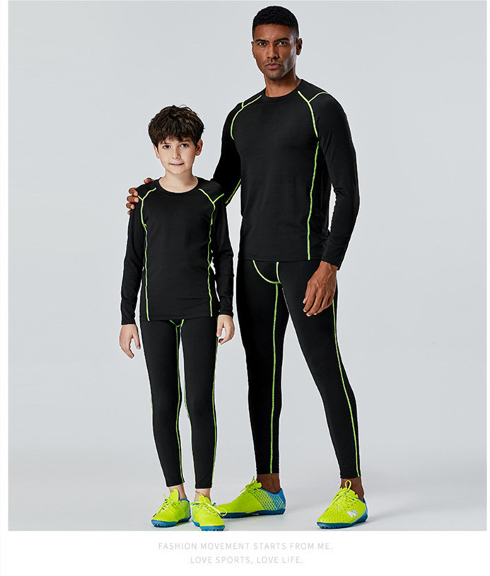 

Mens Sports Tights long Sleeve Trucksuits Family Football Training Botting Suits Yoga Running Breathable Fitness Males Fashion Clothes