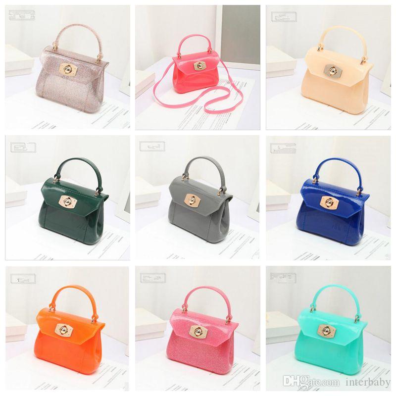

Designer Handbags Girls Jelly Handbags Brand Candy Color Glitter PVC Princess Bag Fashion Shoulder Bag Crossbody Bags Storage Bag TLYP332, As pics