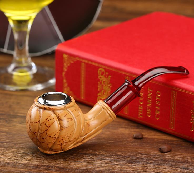

New Yellow Short Resin Wood Pipe 140 MM Wholesale and Retail Packaging Pipe Tobacco