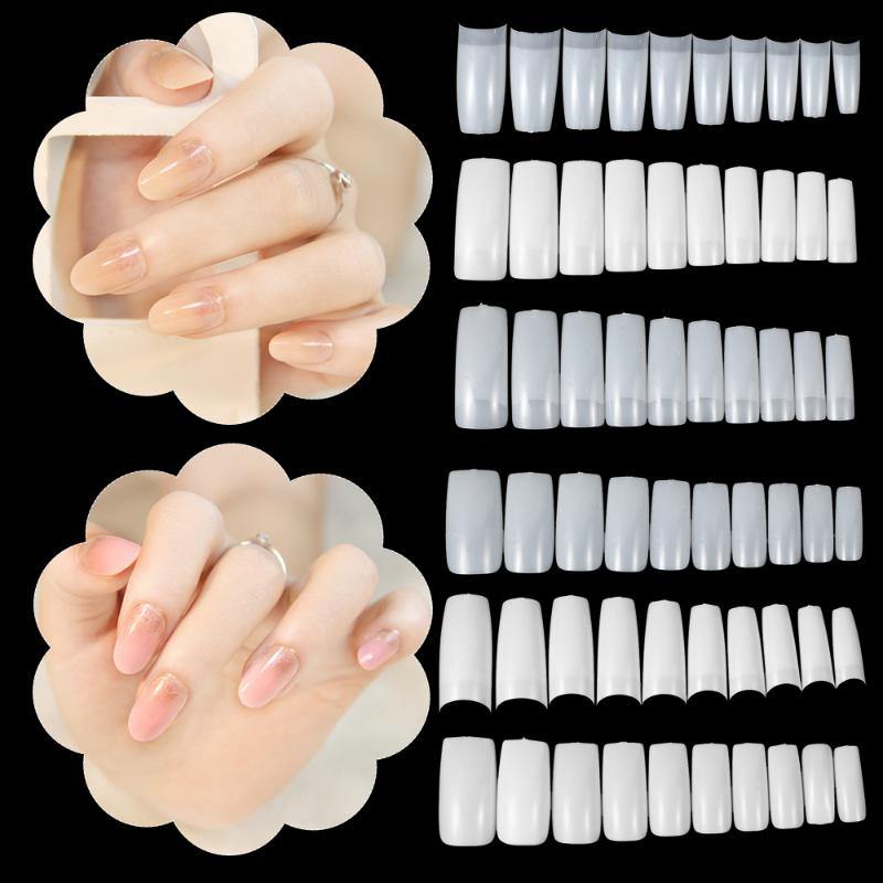 

500Pcs False Nail Tips Fake Nails Art Clear/White/Natural French Acrylic Manicure DIY Tools Half/Full Style Nail Beauty Tools, White half tips