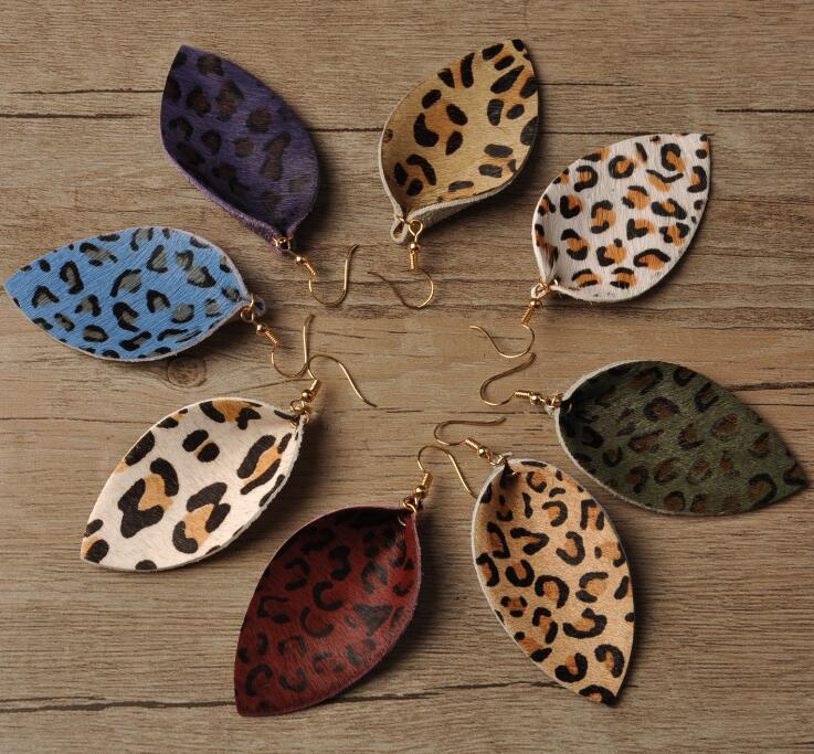 

Leopard Leaf Earrings for Women Jewelry Lightweight PU Leather Earrings Handmade Statement Teardrop 8 Styles Lady Fashion Accessories GD2
