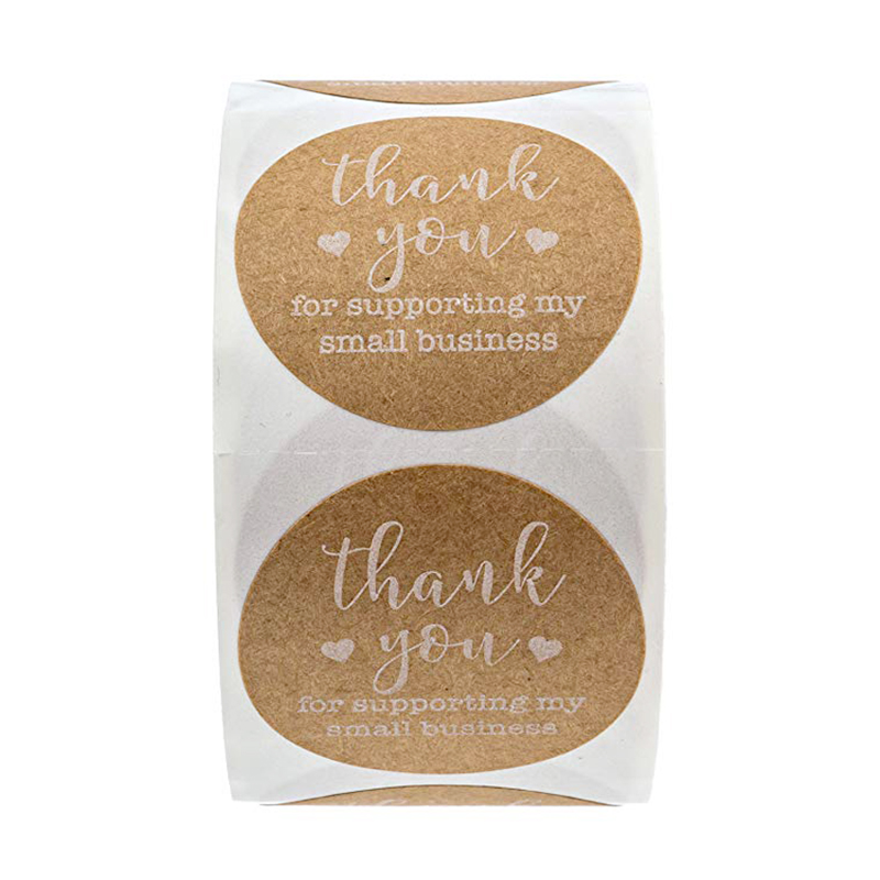 

500Pcs/roll Round Kraft label sticker Thank You for Supporting My Small Business Stickers for stationery sticker scrapbooking