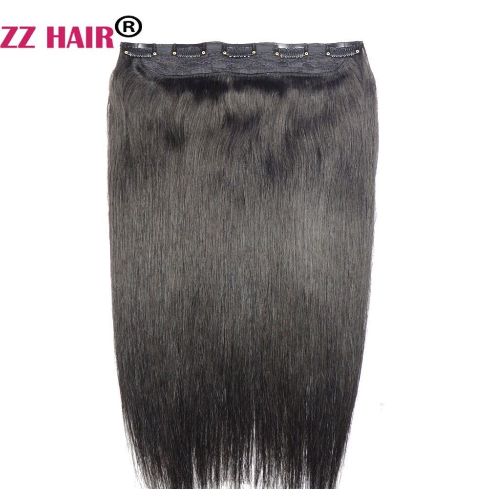 

16"-28" One Piece Set 80g 100% Brazilian Remy Clip-in Human Hair Extensions 5 Clips Natural Straight