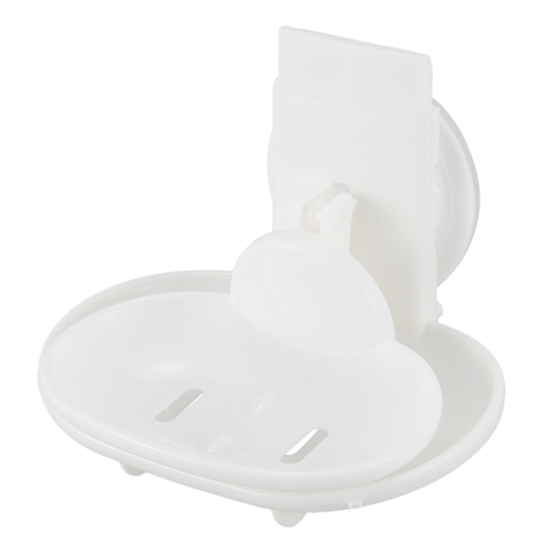 

Double Soap Dish Strong Suction Soap Holder Cup Tray for Shower Bathroom (White