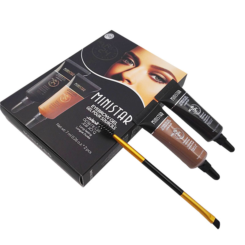 

Ministar eyebrow gel cream 2 colors black brown eyebrow tint nude makeup pomade waterproof tattoo with brush kit