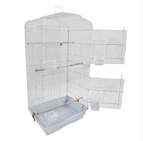 

2021 Wholesasles 37" Bird Parrot Cage Canary Parakeet Cockatiel LoveBird Finch Bird Cage with Wood Perches Food Cups White