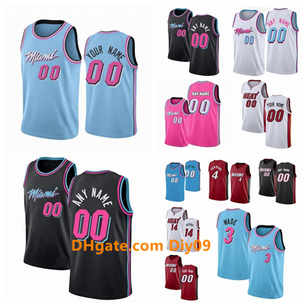 

Custom Miami Heat Jersey Dwyane 3 Wade Tyler 14 Herro Hassan 21 Whiteside Justise 20 Winslow Swingman Basketball Jerseys White Black, Show