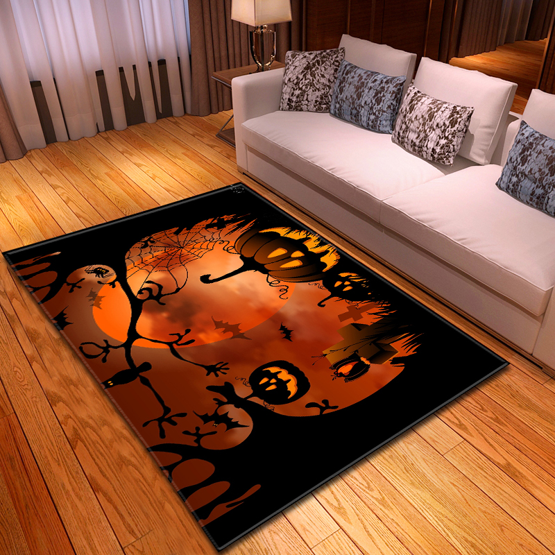 

Halloween Decoration Area Rugs Anti Slip Bedroom Rug Floor Carpet Pumpkin Lantern Kids Room Rugs and Carpets for Living Room, No-3