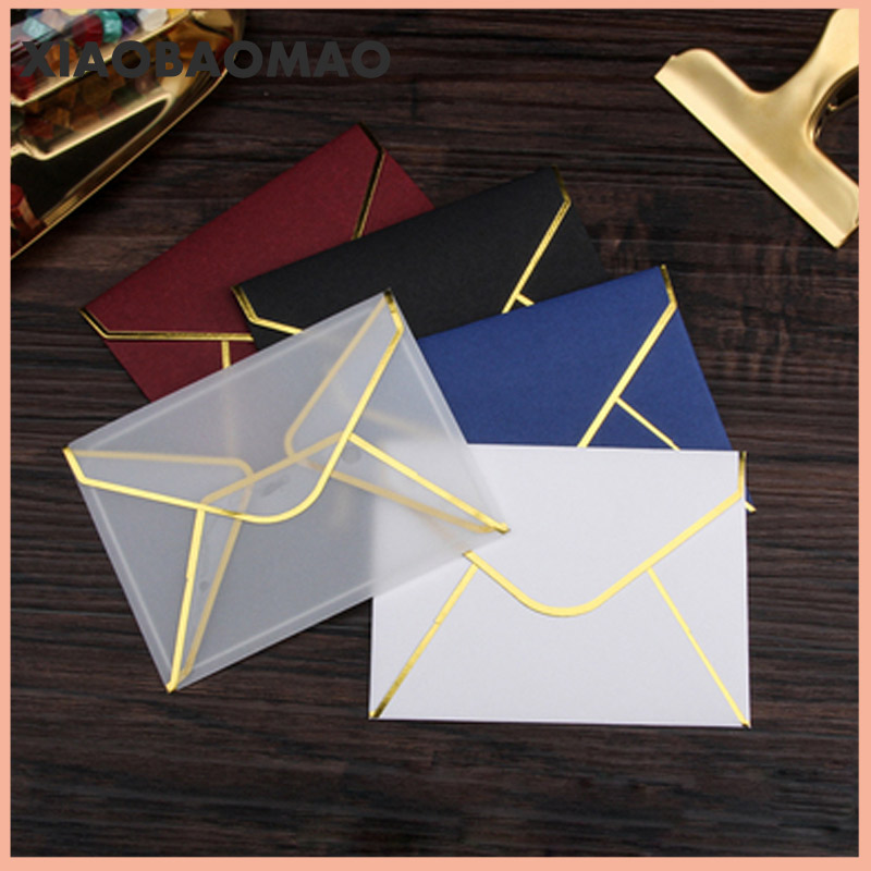 

10pcs 10cm Transparent Paper Envelope Hot Stamping Print Thicken Paper Envelope for Invitation Anniversary Scrapbooking