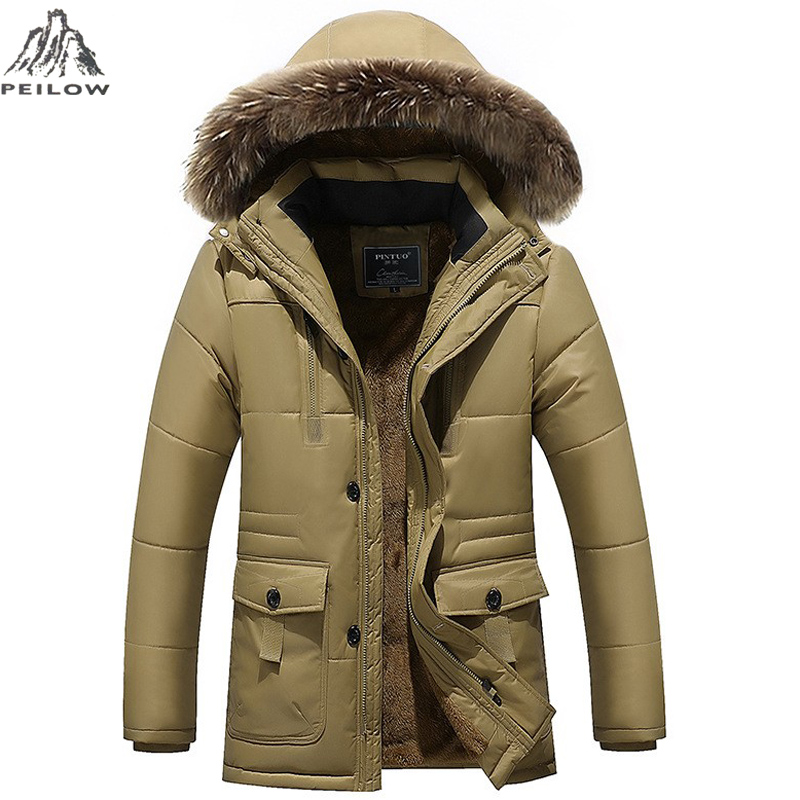 

PEILOW Plus size ~7XL 8XL winter jacket Middle age Men Plus thick warm coat jacket men's casual removeable hooded coat, Black