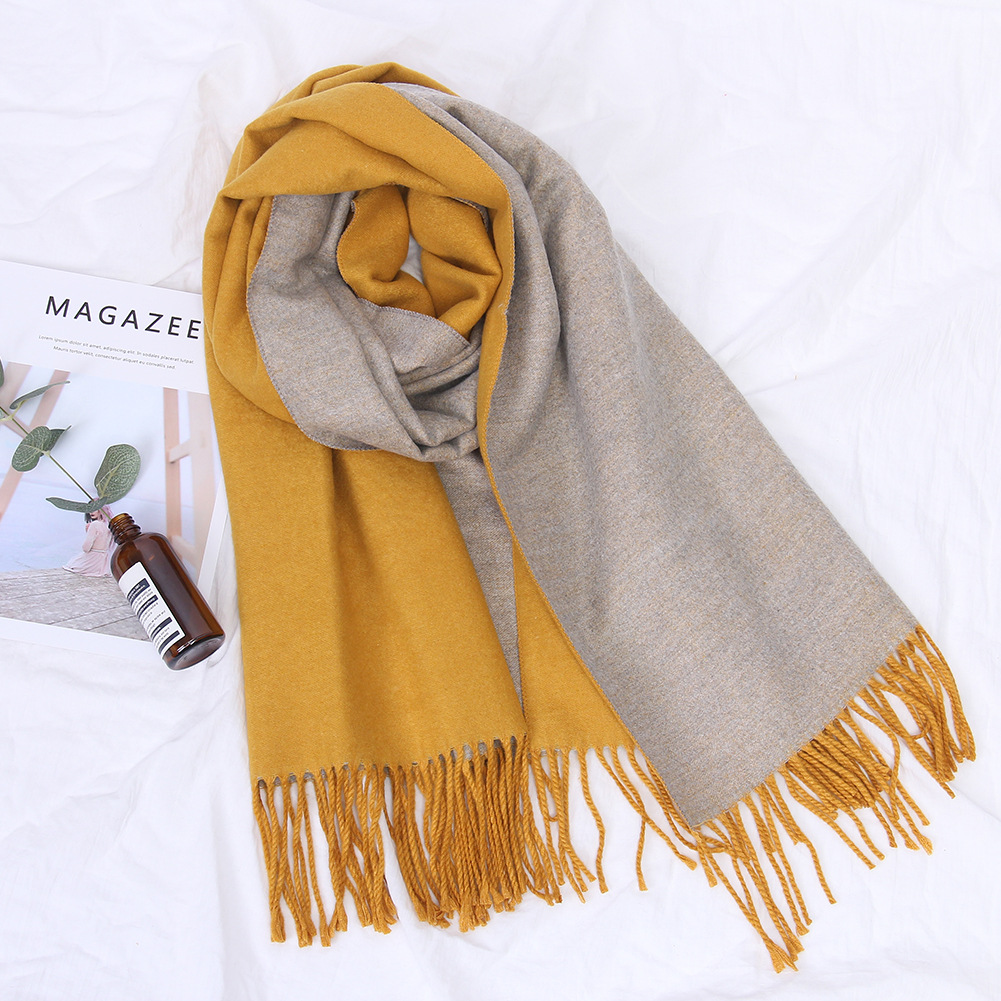 

Wholesale-female winter long section Korean students winter thick solid color double sided shawl dual-use autumn and winter cashmere bib