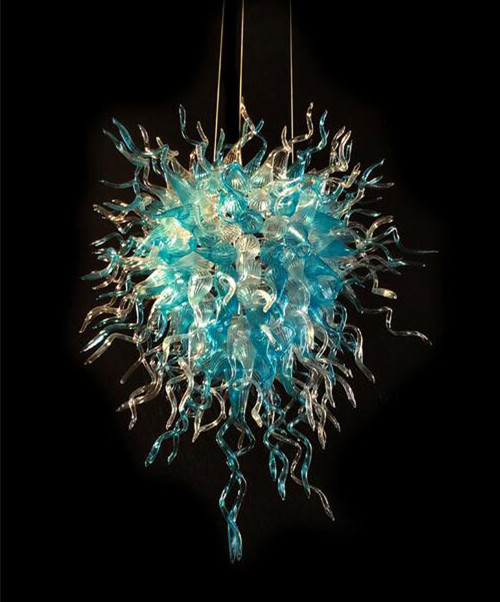 

Pendant Lamps Zhongshan Hand Blown Glass Chandeliers Lights Modern Art Deco Customized Blue Transparent Murano Indoor Lighting Style Hanging LED Chandelier