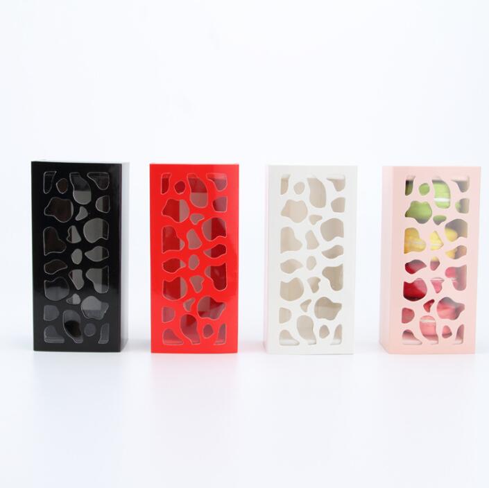 

10PCS Macaron Packaging Box Red/Pink/Black /White Paper Hollow Drawer Box Dessert Chocolate
