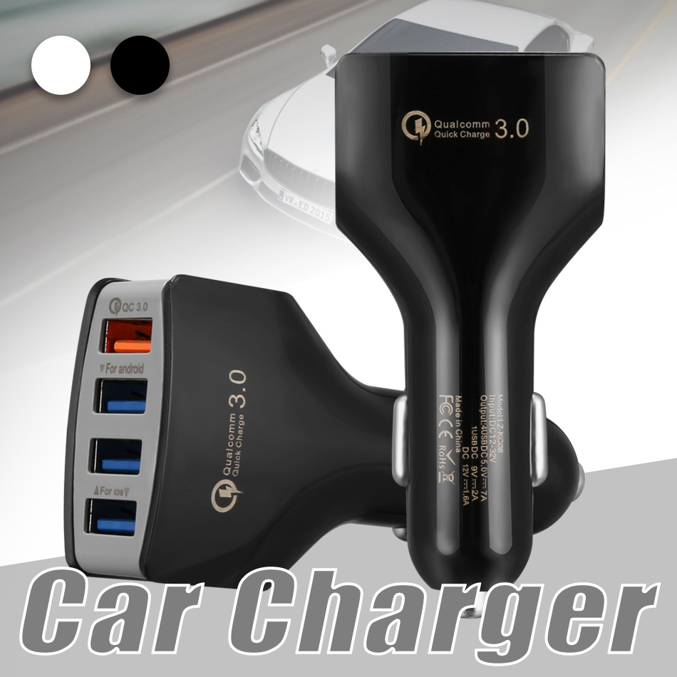 

QC 3.0 Car Charger 4 USB Port Fast Charging Adapter Universal Cell Phone Charger 12V 3.1A for Smartphones