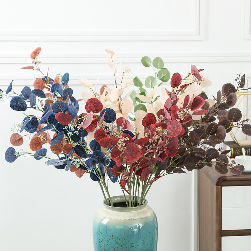 

95cm Simulation green plant big branch with fruit Eucalyptus leaves wedding home decoration flower artificial plant ornament, Orange