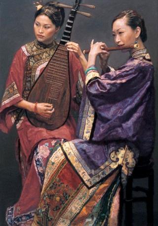 

.43HD6090Chinese ancient noblewoman seated with fan,High Quality Hand-painted HD Print portrait Art Oil painting On canvas,Multi sizes P002