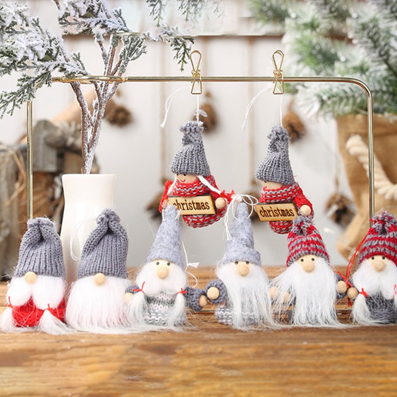 

1 Pair Santa Claus Snowman Elk Dolls Christmas Ornaments Merry Christmas Knitted Doll Party Decorations For Home New Year Gift