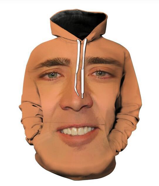 

Mens Designer Hoodies for Women Men Couples Sweatshirt Lovers 3D Nicolas Cage Hoodies Coats Hooded Pullovers Tees Clothing RR056, As shown