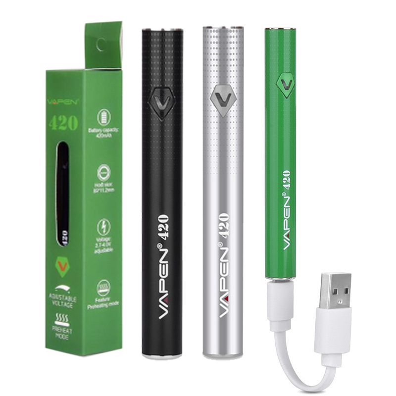 

100% Original Vapen 420 Preheat Battery 420mah Preheating Battery Bottom USB Charger 510 Thread For Smart Cart Thick Oil Cartridge