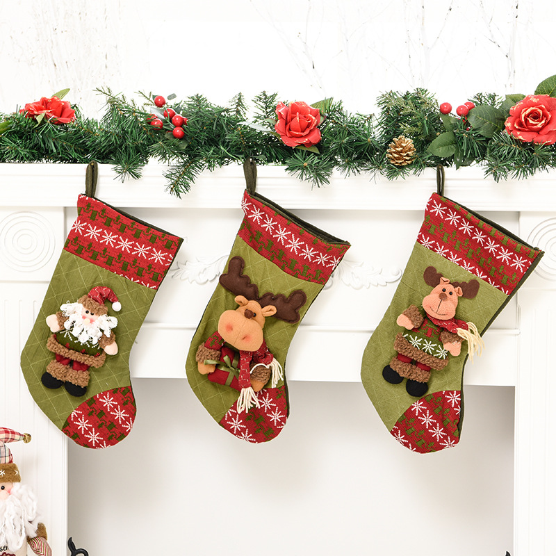 

Amazon Exploded Christmas Socks Gift Bag Christmas Decorations Big Old Man Elk Socks Candy Hanging