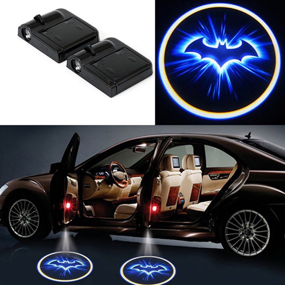 Lumière de bienvenue sans fil pour porte de voiture, sans perceuse, Logo de chauve-souris Cool, projecteur d'ombre Laser LED, lampe pour la plupa