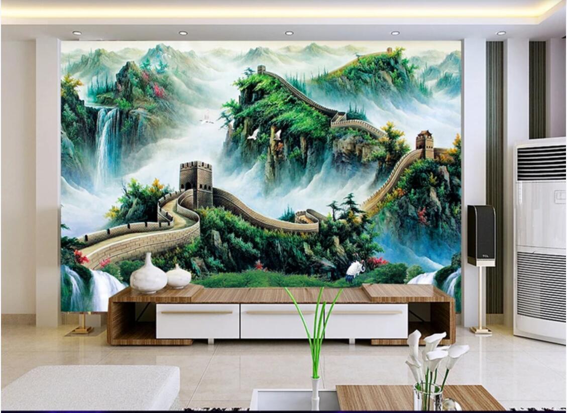 

3d room wallpaper custom photo non-woven mural Jiangshan so many Jiao Great Wall scenery background wall art canvas pictures, Picture shows