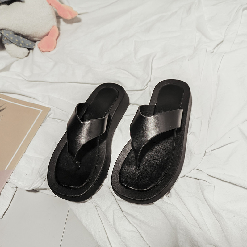 

Summer cool slippers Women Flip Flops thick bottom prevent slippery beach Shoes Comfortable Footwear Soft Durable Shoes #0507, Black