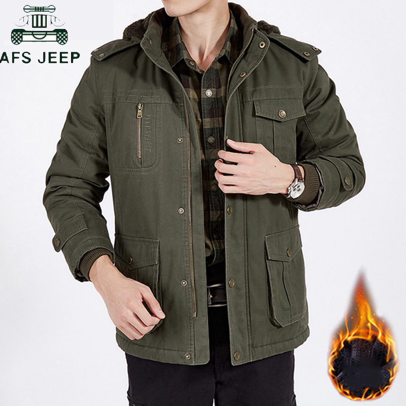 

2019 High Quality Winter Jacket Men Hooded Outwear Thick Windbreaker Parka Men Warm Wool Liner Long Coat Male Plus Size -4XL, Black