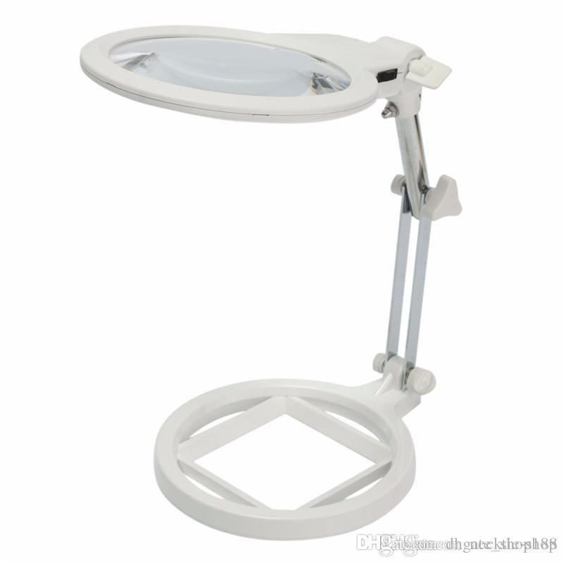 

Lowest Price Adjustable Desktop Magnifier Magnifying Glass 2-6X Magnification With LED Light Watch Repair Tool