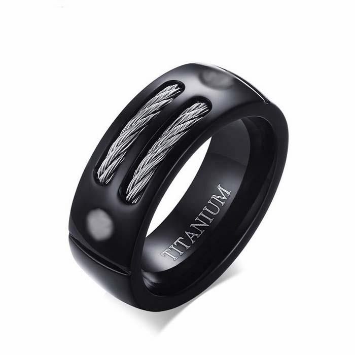 

Fashion Mens Titanium Rings for Wedding Bands Black Pure Titanium Steel Rings Dropshipping